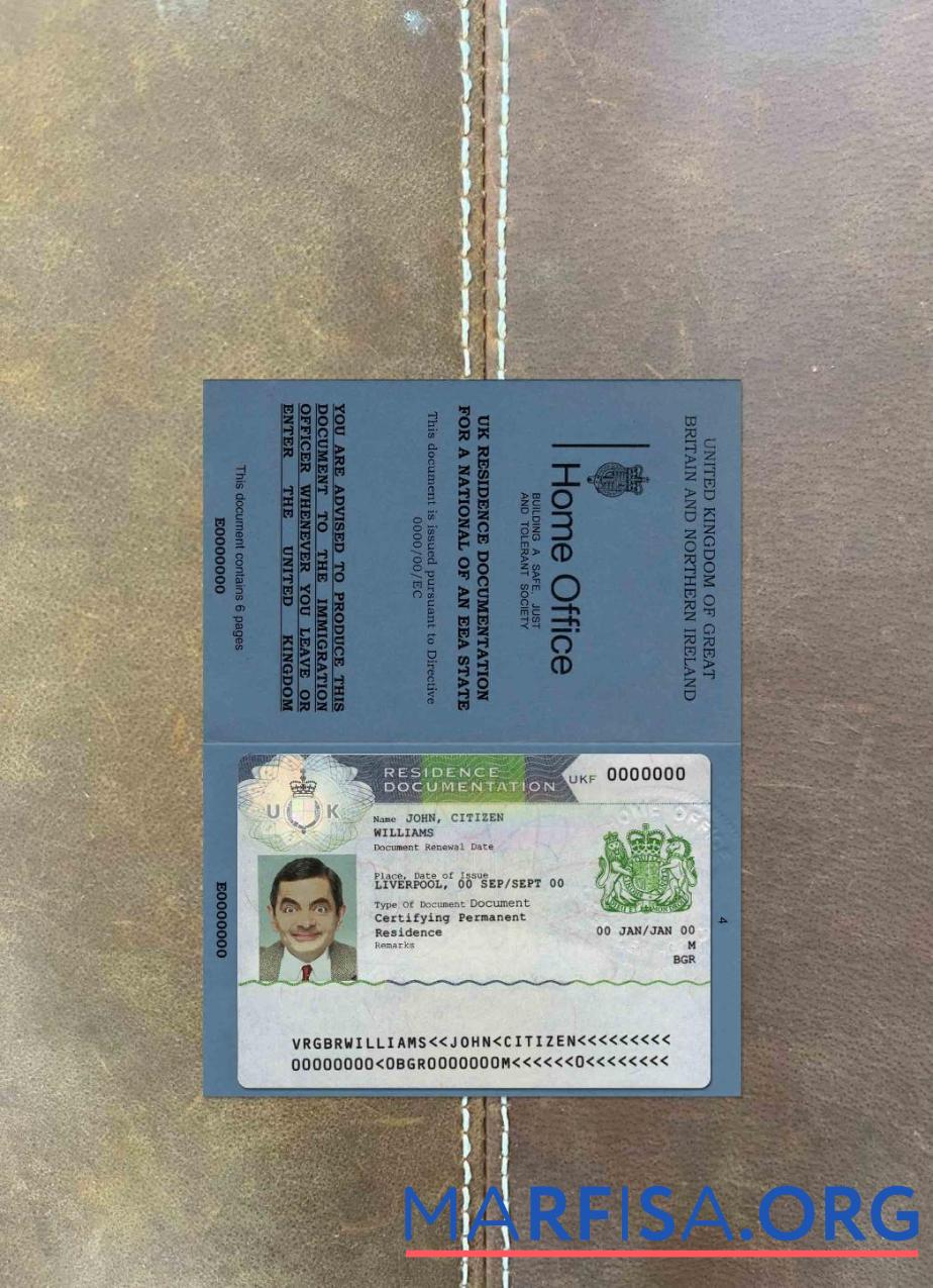 Realistic United Kingdom residence documentation 2 PSD templates (also with passport look) photolook